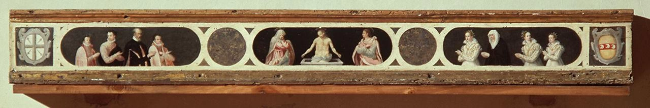 Pietà, personaggi dell famiglie Machiavelli Strozzi, stemmi gentilizi delle famiglie Machiavelli e Strozzi - Museo Nazionale del Bargello, Firenze